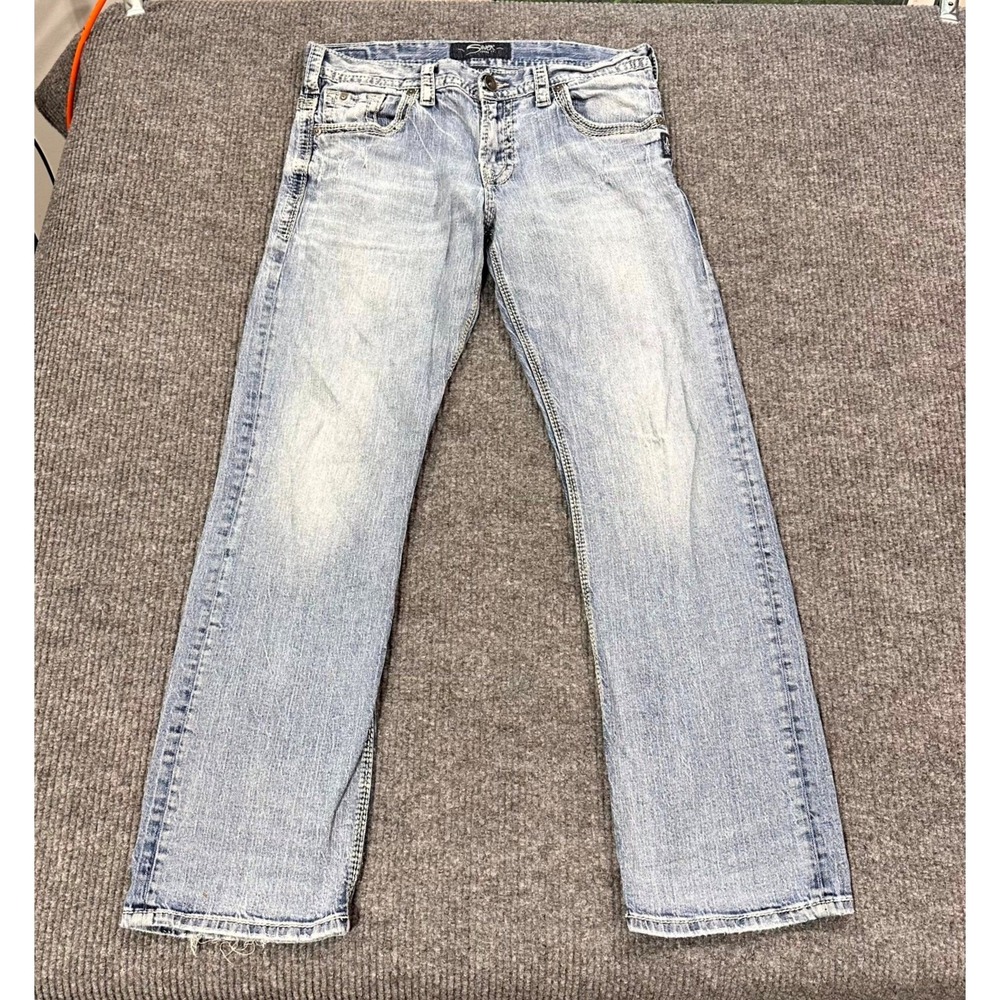 Silver Jeans Gordie Jeans Mens 34x34 Light Wash Loose Fit Straight Leg Denim